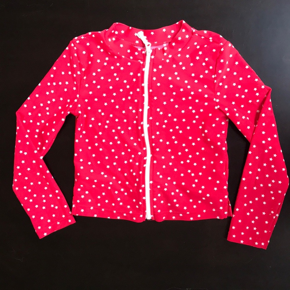 Red & White Star Print Rash Guard